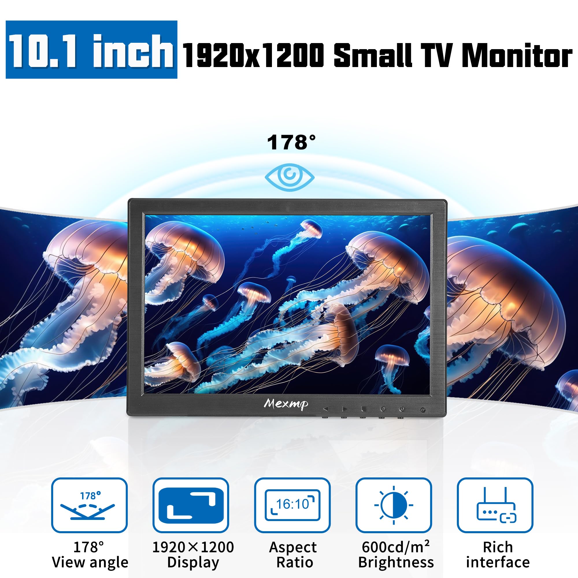 Amazon.co.jp: 10インチ小型IPSモニター FHD 1920×1200 60Hz 16:10 BNC